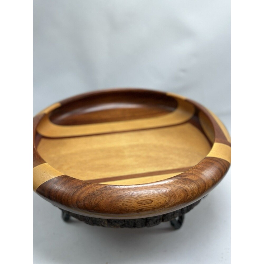 Malacca Woodwork Bowl Mid Century Malayan Timber Inlaid Marquetry Malaysia